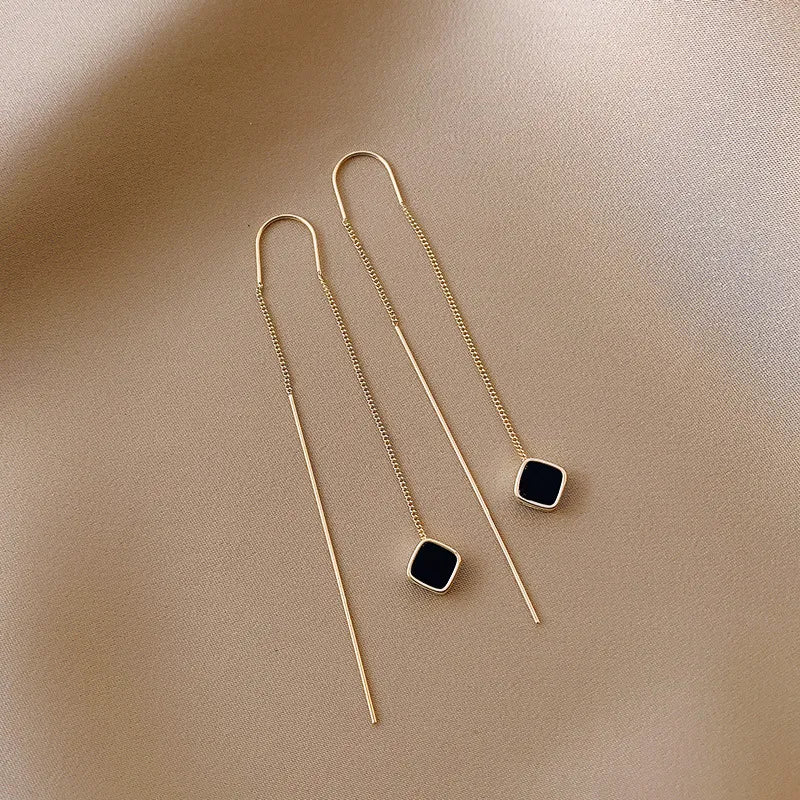 Trend Long Wire Tassel Thread Chain Climb Star Heart Beads Pendants Drop Earrings women's Straight Hanging Earings Jewelry